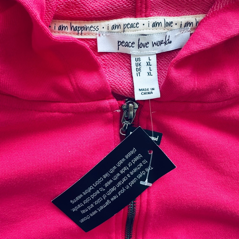 Peace Love World Pink Hoodie - Picture 2 of 6
